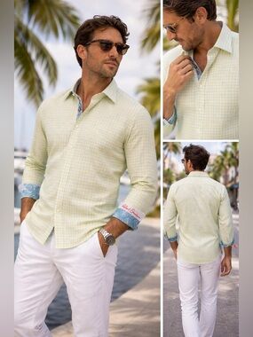 Robert Graham Light Green & White Gingham Button-Down Shirt